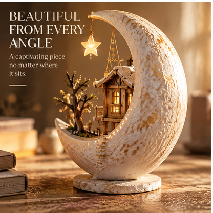Crescent moon cottage miniature dimensions: 15 cm high and 13 cm wide