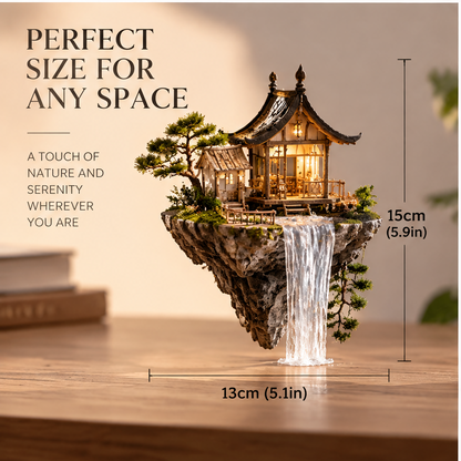 Miniature island house dimensions: 15 cm high and 13 cm wide