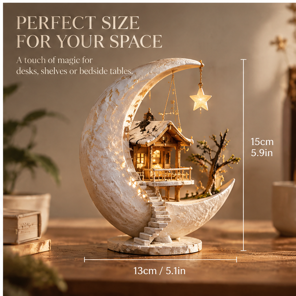 Close-up of the hanging star and miniature cottage details