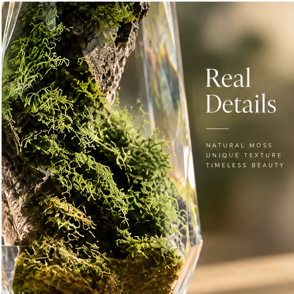 Close-up of natural moss strands across the rugged interior landscape